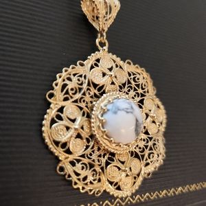 White Howlite Gem Stone Pendant